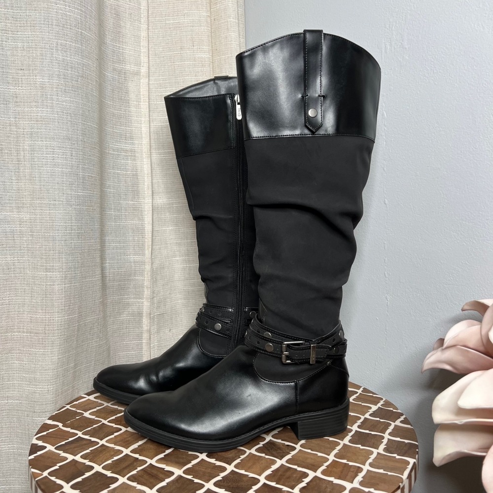 Circus Sam Edelman Paxton Boots Black Riding Moto Knee High Women's Shoe Size 8